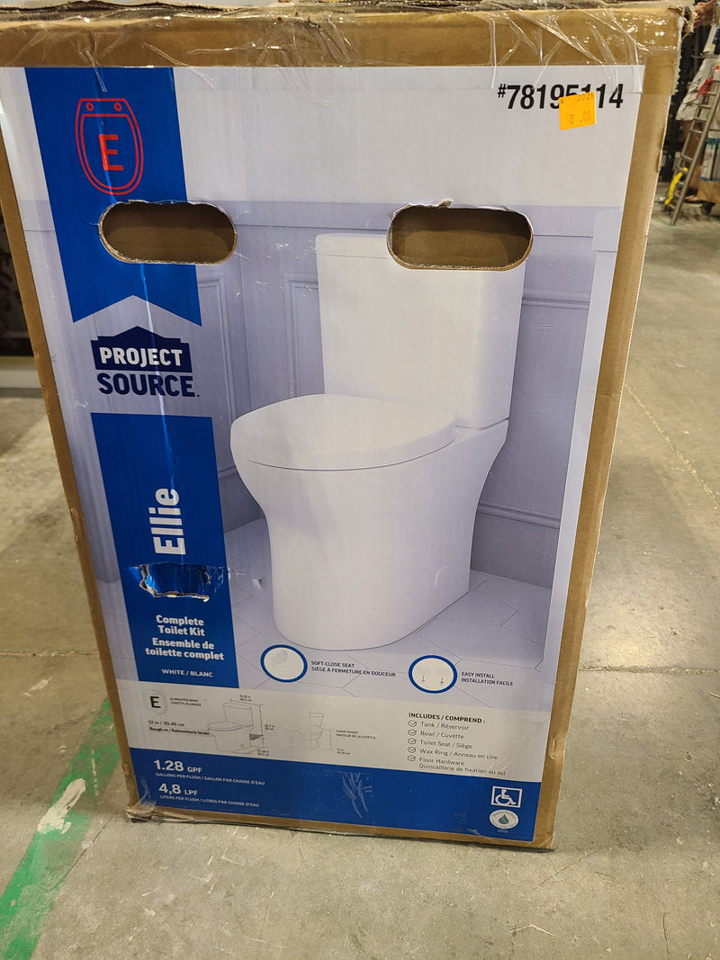 Brand New Project Source Ellie White Elongated Complete Toilet Kit