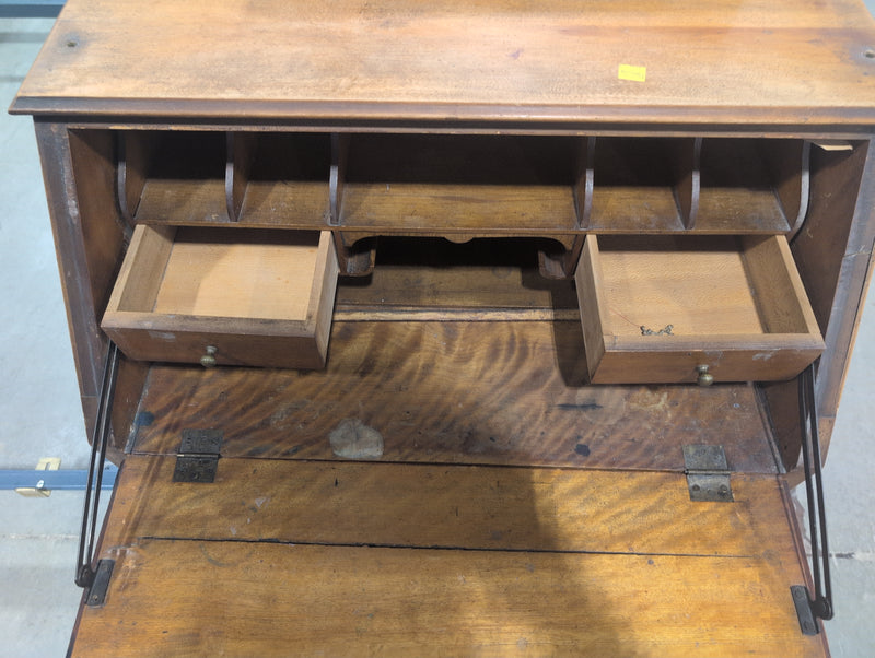 Vintage Carved Secretaries Desk with Lock and Key