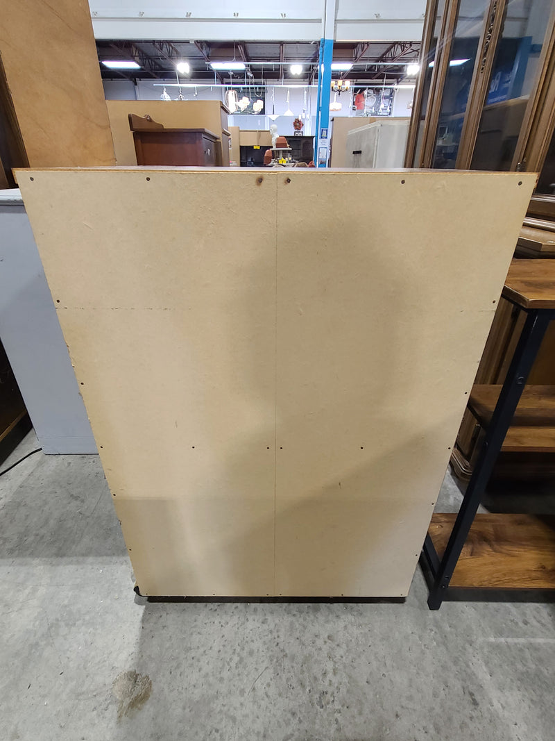 Vintage Wood Grain Rolling Media Stand & Storage Cabinet