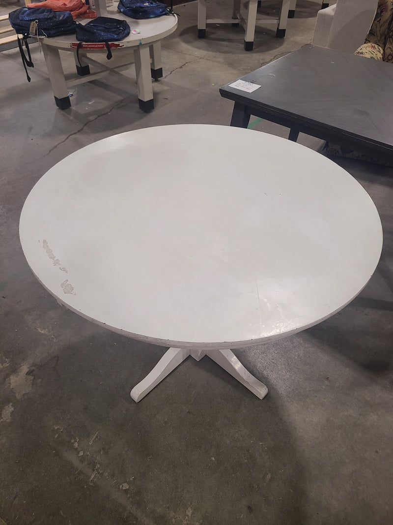 Round White Wooden Pedestal Dining Table / Breakfast Nook Table