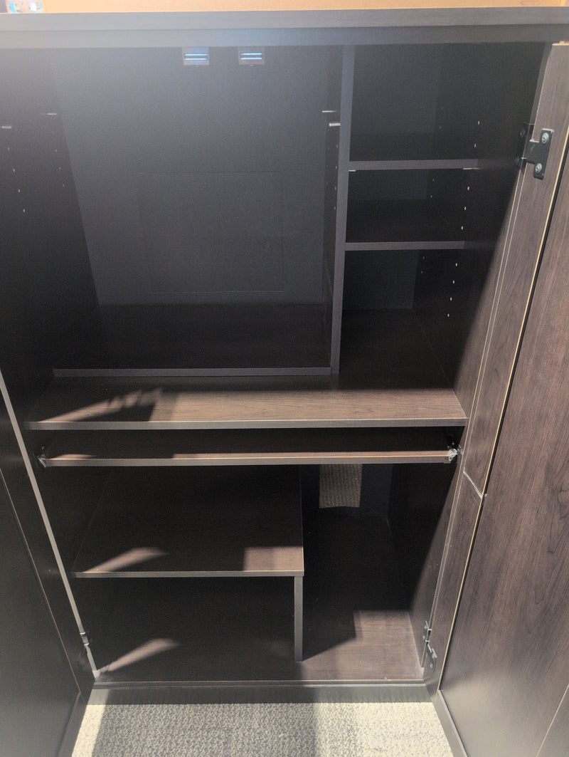 Varied Shelving Unit with Pull Out Shelf, Black