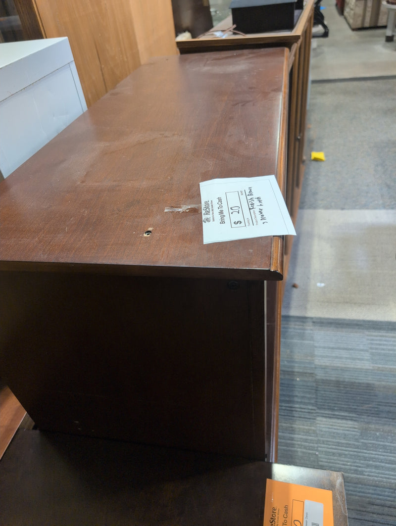 Reddish Brown Desk with Drawers, Shelf, and footrest