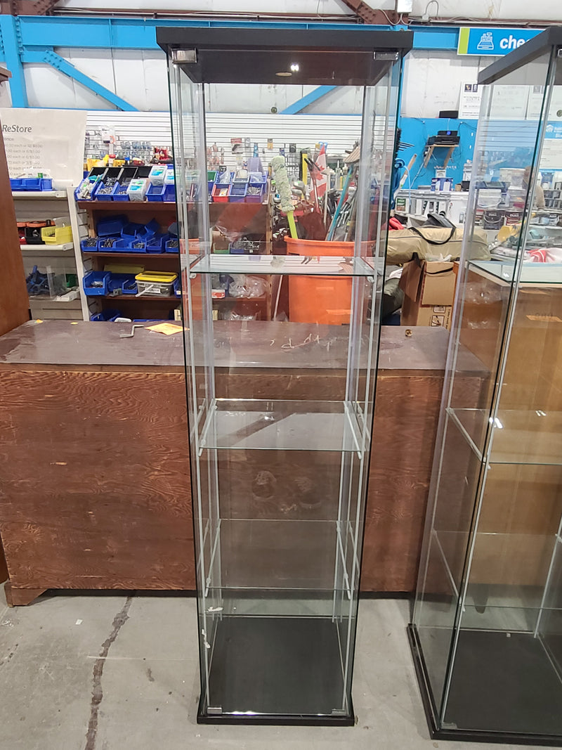 Modern Black Framed Glass Display Cabinet with Built-In Lighting
