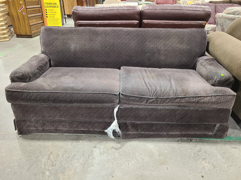 Vintage Patterned Velvet Sofa Bed – Charcoal & Rust Geometric