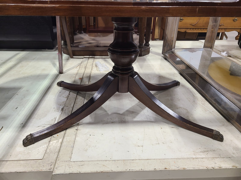 Vintage Oval Wooden Coffee Table with Glass Top