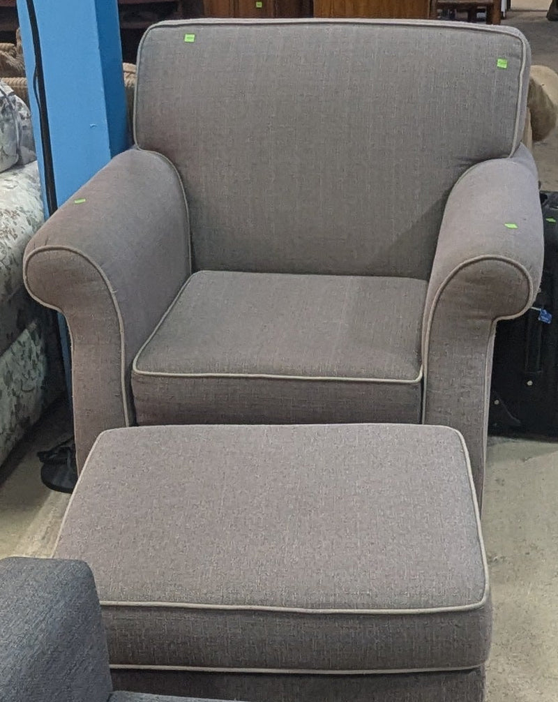 Grey Armchair with Ottoman