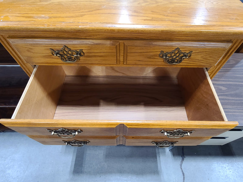 Traditional Golden Oak 5-Drawer Tallboy Chest of Drawers