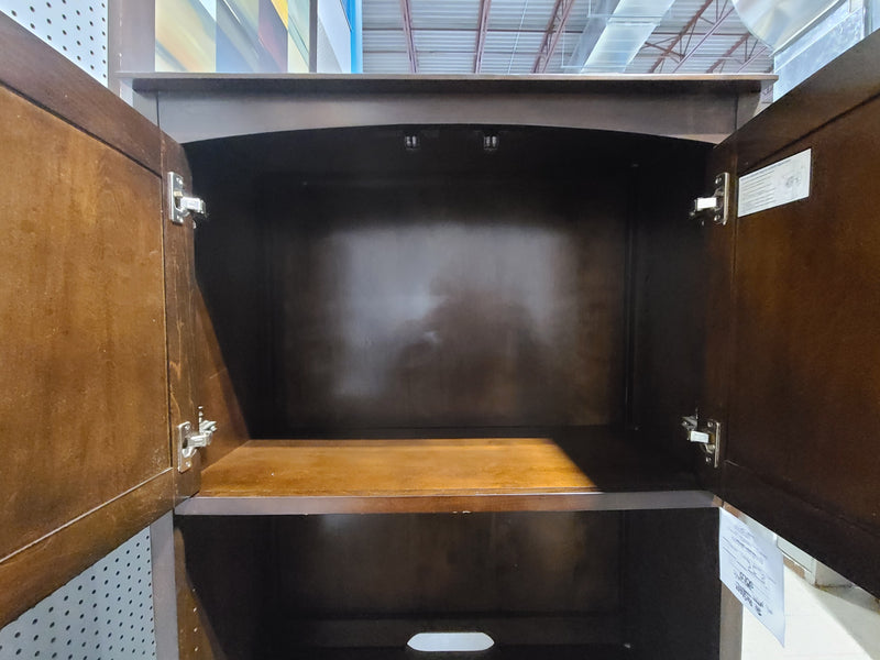 Good Condition Dark Wood Storage Hutch and File Cabinet