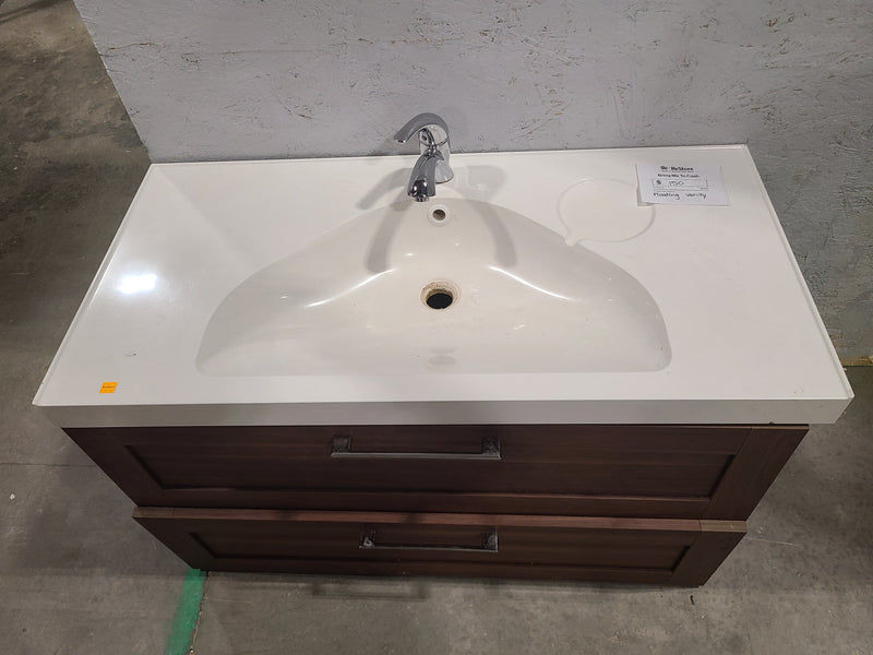 2-Drawer Floating Bathroom Vanity with Integrated Sink & Faucet
