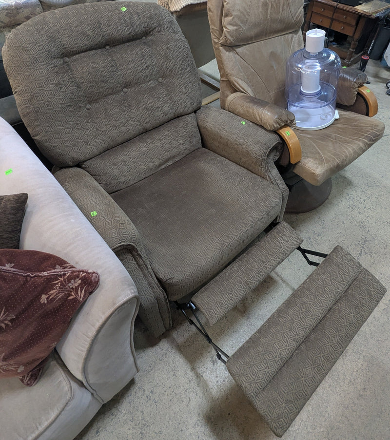 Grey Vintage Recliner with Textured Geometric Upholstery