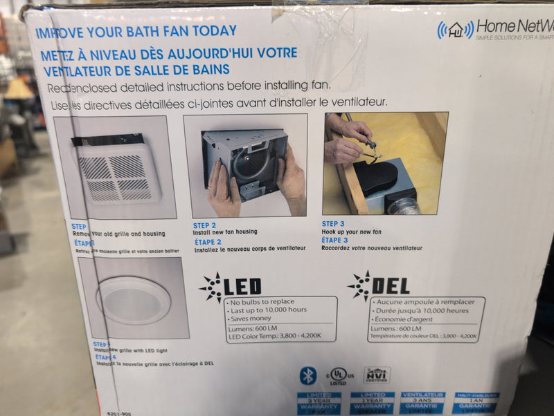 Home NetWerks Bluetooth Bath Fan and Speaker with LED Light