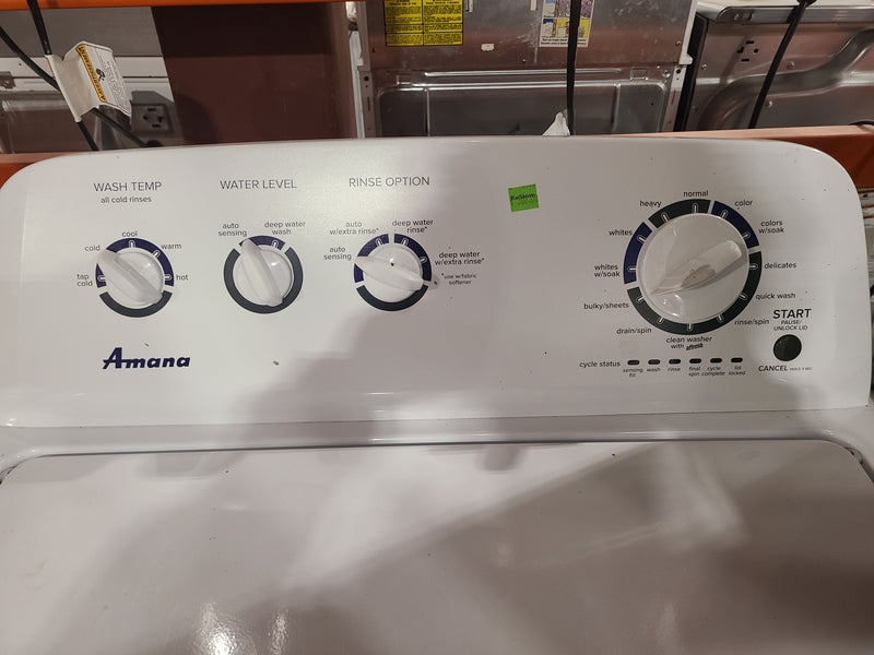 Amana Top-Load Washing Machine with drainage tube in White