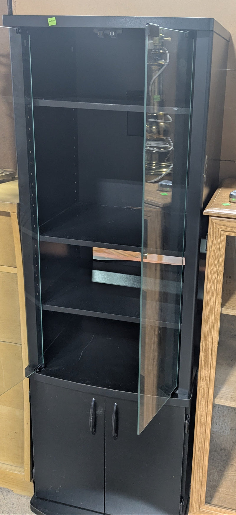 Modern Black Display Cabinet with Glass Doors