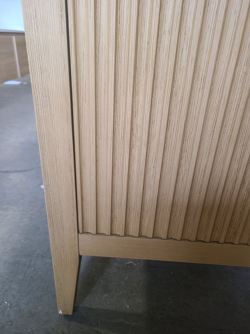 30" Fluted Light Oak Bathroom Vanity with Integrated Ceramic Sink Top
