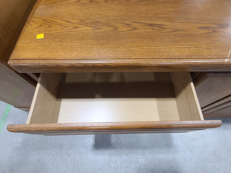 Solid Oak Palliser 6-Drawer Dresser with Center Storage Cabinet