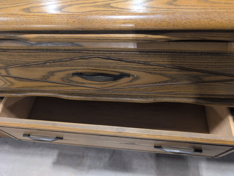 Brown 9 Drawer Dresser with Large Mirror
