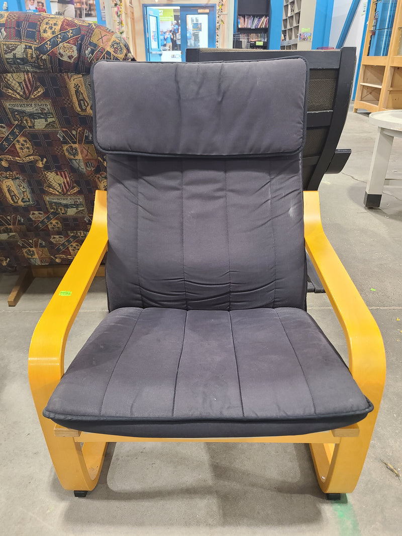 Scandinavian Style Bentwood Rocking Armchair – Charcoal Cushion