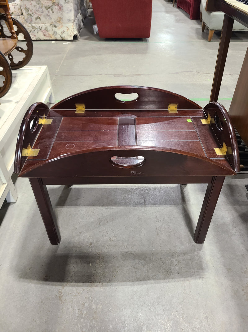 Vintage The Bombay Company Oval Butler Tray Coffee Table with Drop Leaves