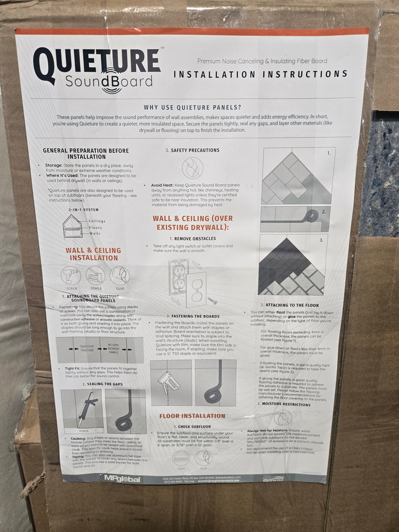Quieture SoundBoard Premium Noise Canceling & Insulating Fiber Board