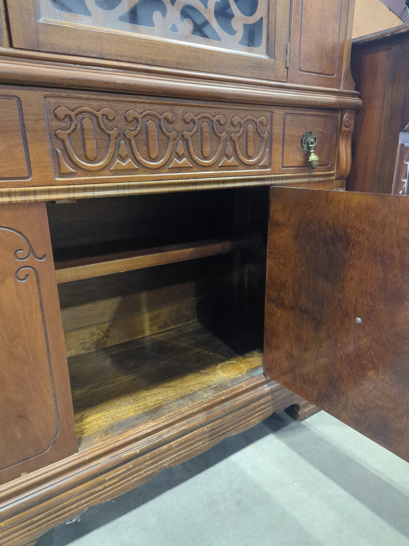 Antique Wooden Cabinet with Ornate Carved Details