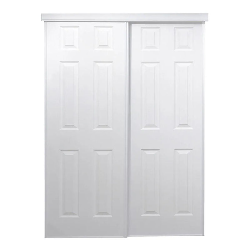 TRUPORTE 72" x 80" 6-Panel White Steel Bypass Closet Doors