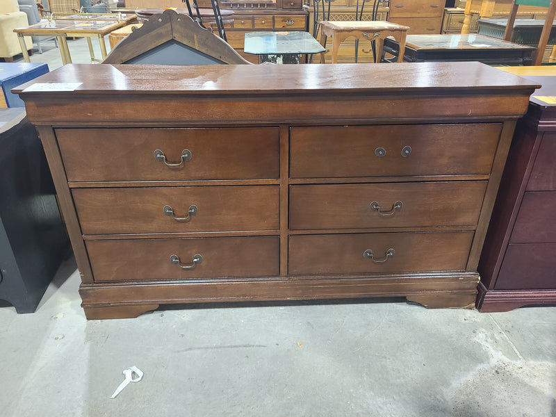 Classic 6-Drawer Wooden Dresser with Medium Brown Finish