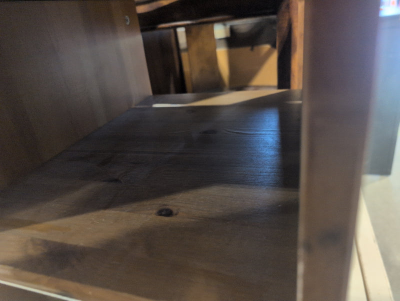 Knotty Pine Rectangular Coffee Table with Storage Cube Shelves