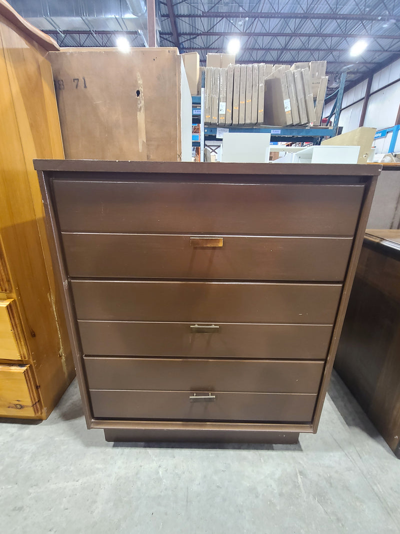 Vintage Mid-Century Modern Brown 3-Drawer Tall Nightstand