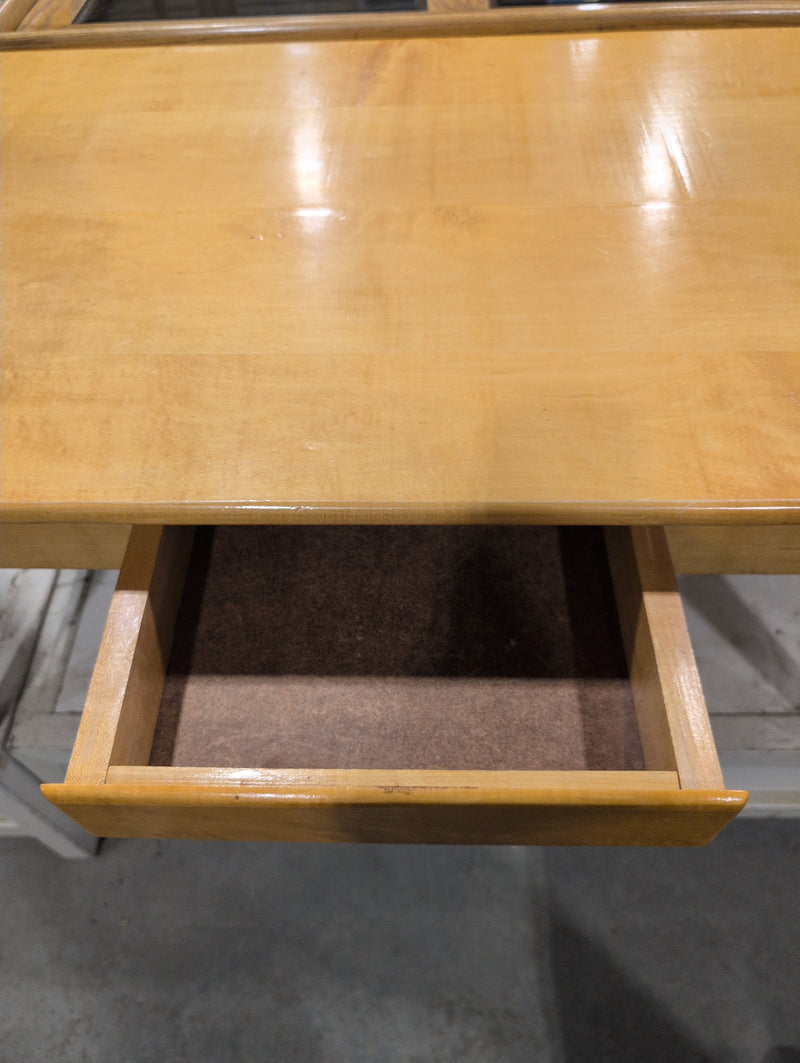 Beige Wooden Rectangular Coffee Table with Drawer