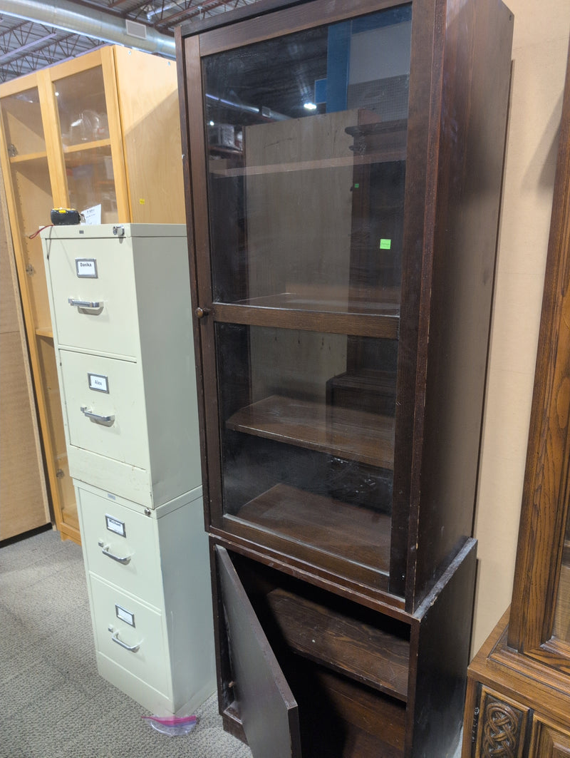 Media Tower with Lower Cabinet, Dark Brown