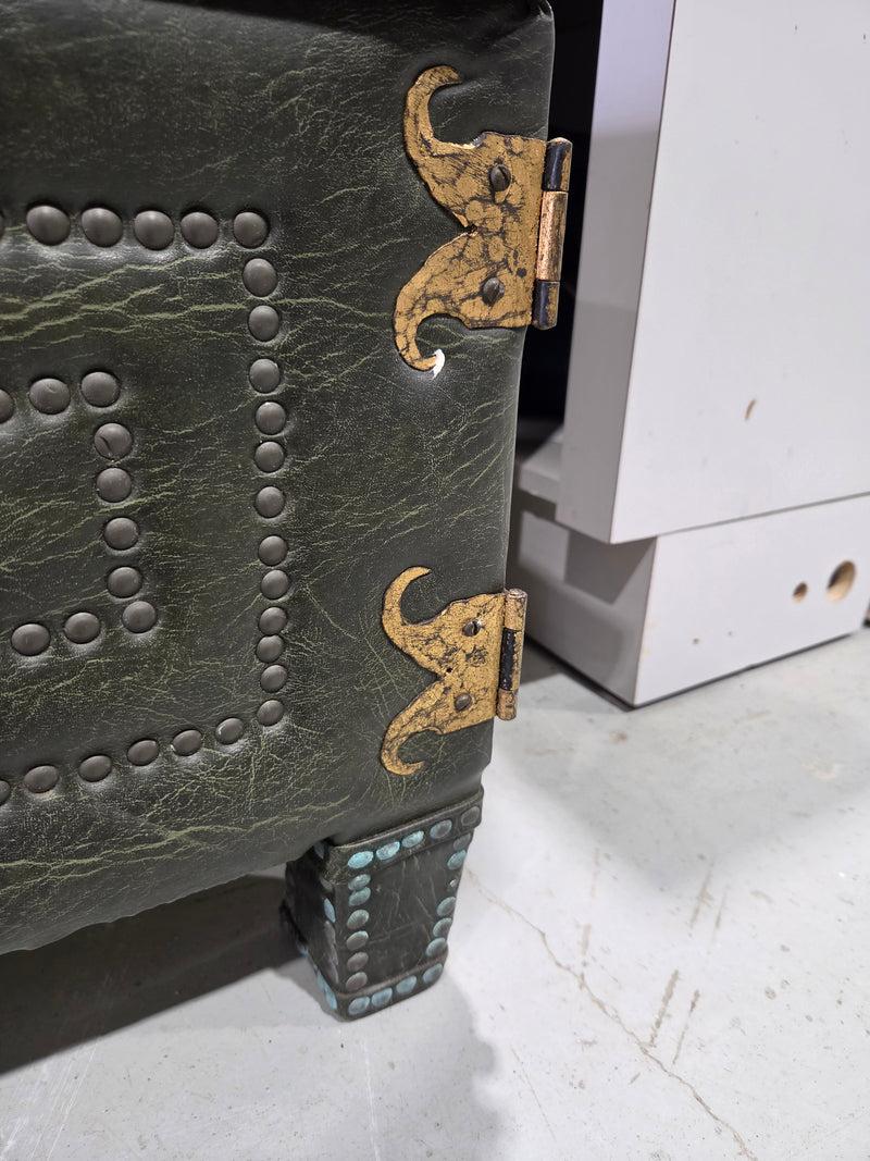 Vintage Campaign-Style Leather Storage Bench