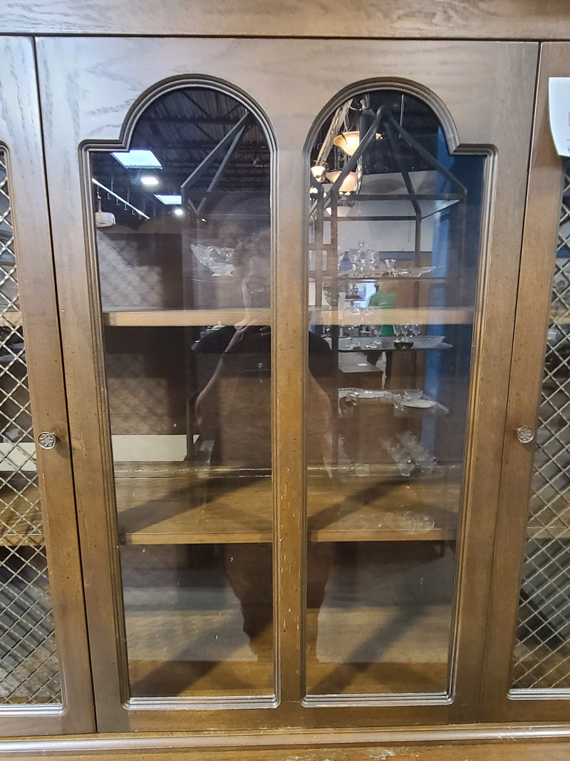 Vintage Two-Piece Wooden Hutch and Buffet Cabinet