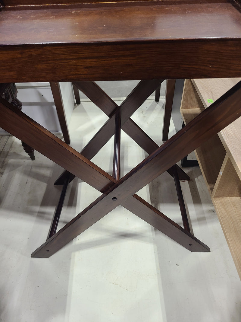 Modern Folding Wooden Butler Tray Table with Chrome Handles