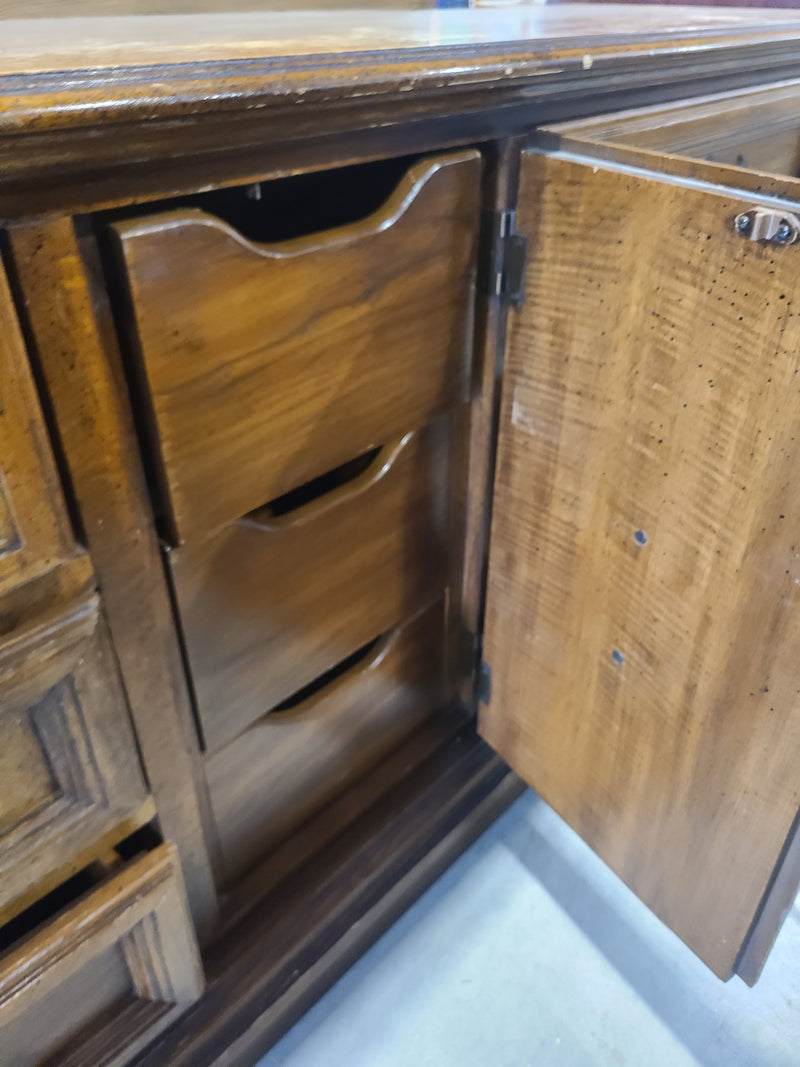 Vintage Solid Wood Buffet & Sideboard Credeza with Warm Oak Finish