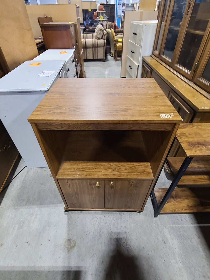 Vintage Wood Grain Rolling Media Stand & Storage Cabinet