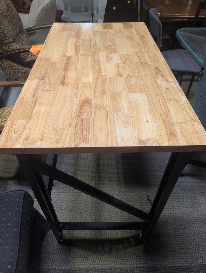 Brand New Wooden Work Table with Metal Base