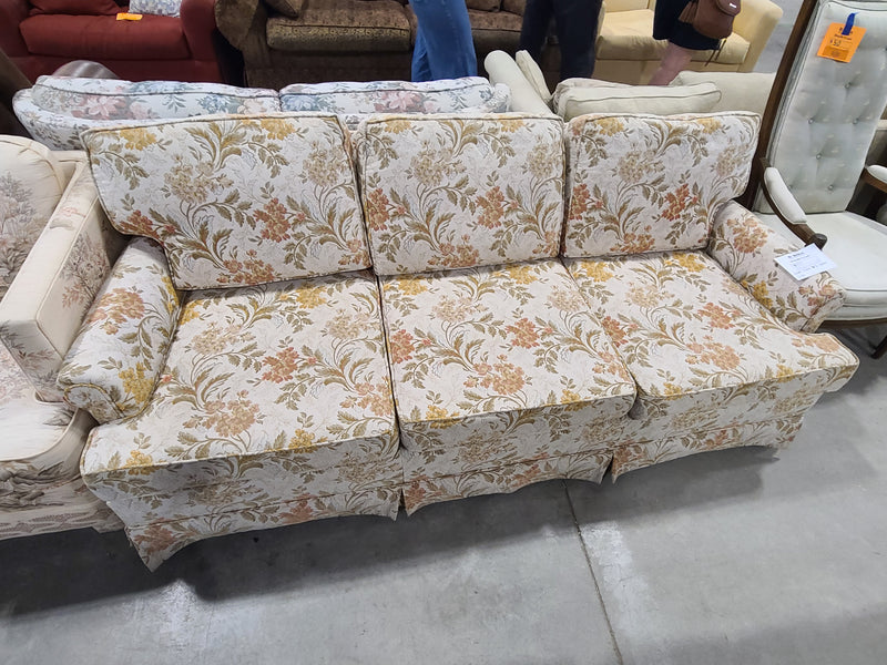 Excellent Condition Vintage Woven Floral 3-Seater Sofa