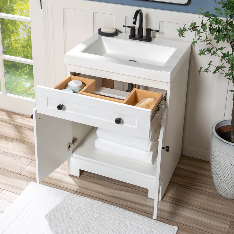 Glacier Bay Everdean 24.5-in. Oak Bathroom Vanity Combo with Cultured Marble Top