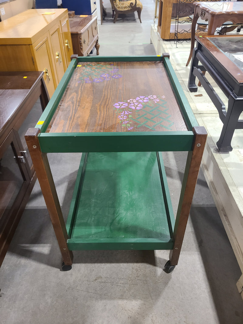 Cottage-Style 2-Tier Wooden Utility & Serving Cart