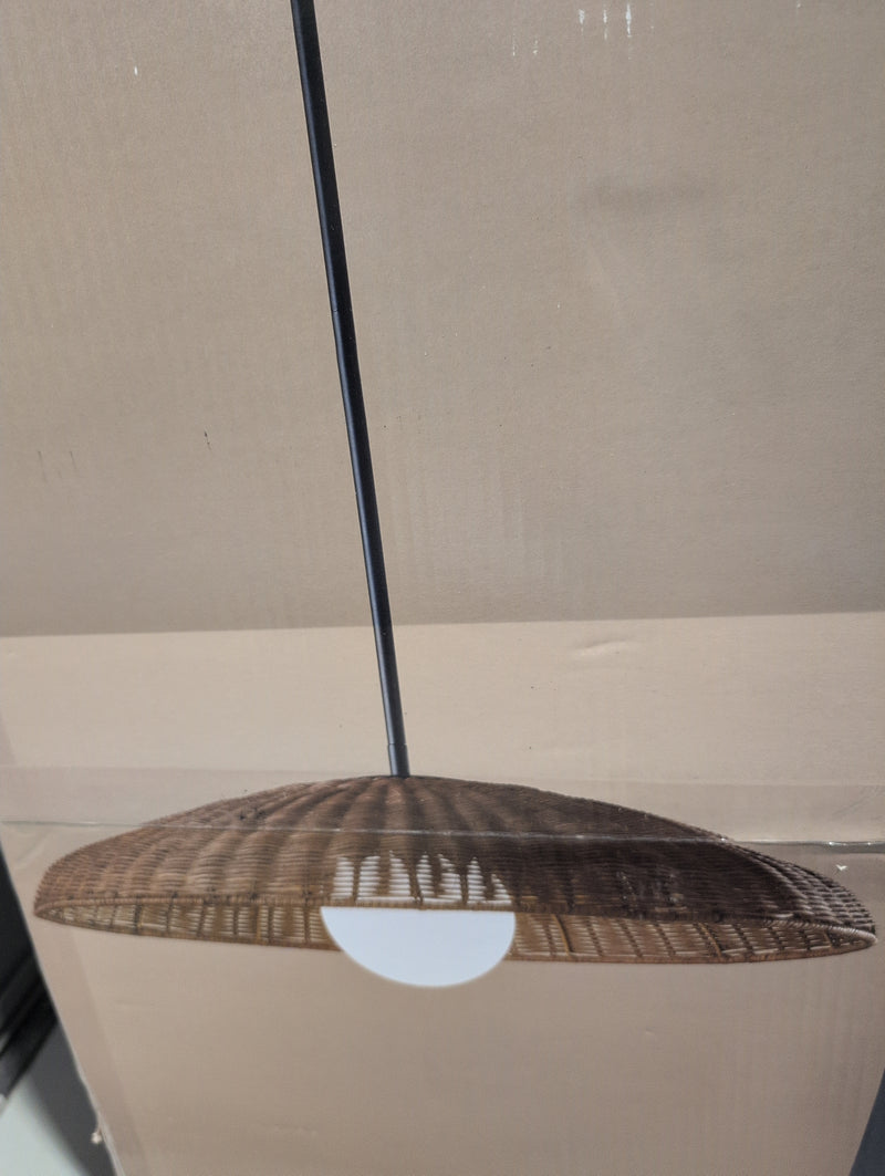 Hampton Bay Akobo River 24 Inch 1-Light Pendant with Matte Black Finish