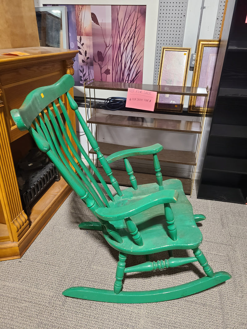 Charming Green Painted Wooden Rocking Chair