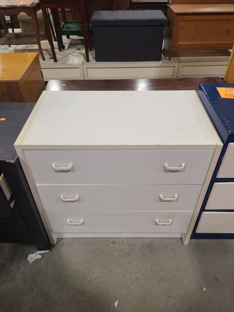 Minimalist White 3-Drawer Lowboy Chest / Dresser