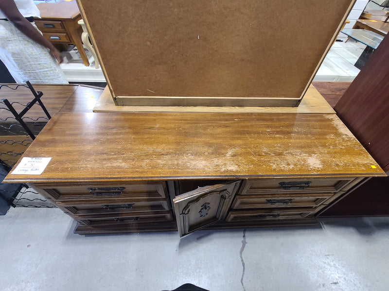Vintage Solid Wood Buffet & Sideboard Credeza with Warm Oak Finish