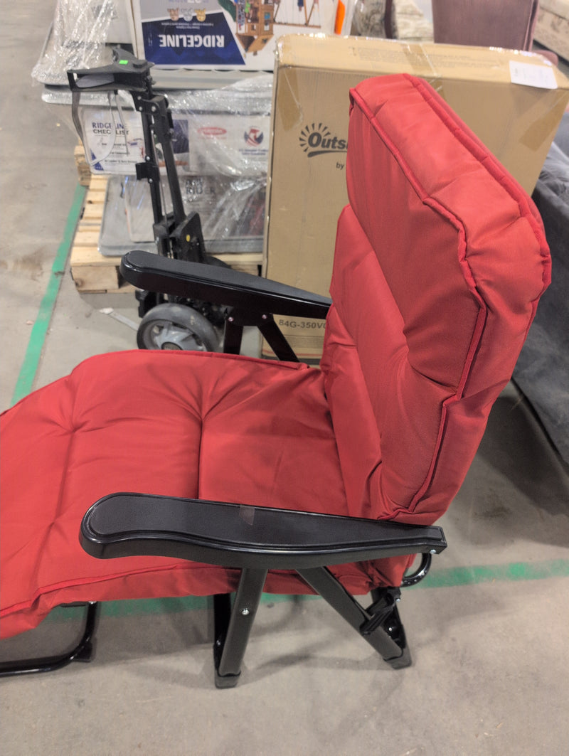 Outsunny Folding Reclining Lounge Chair with Cushion & Footrest in Red