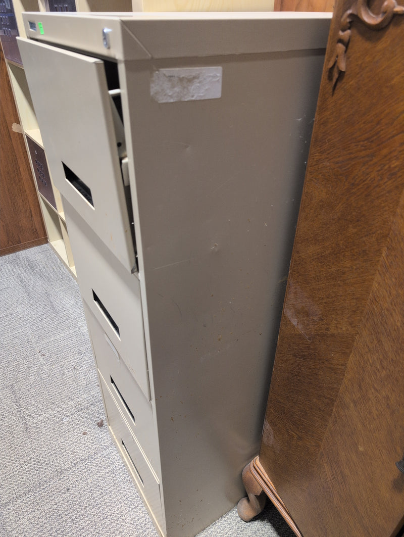 Tall 4 Drawer Beige Filing Cabinet