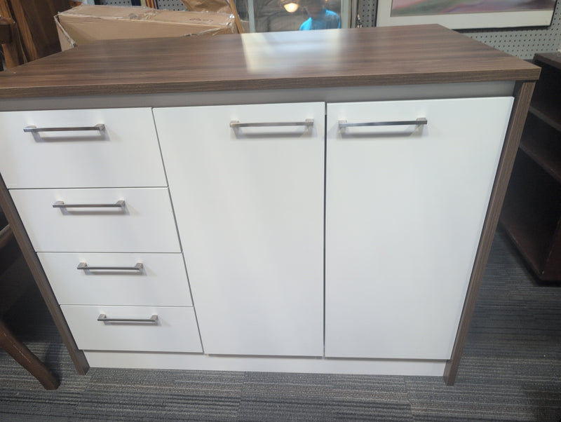 Fancy MCM Brown and White Kitchen Island