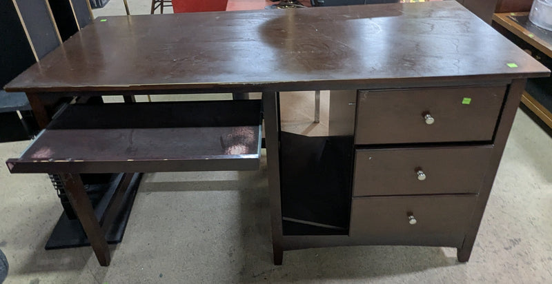 Dark Brown Desk with Three Drawers