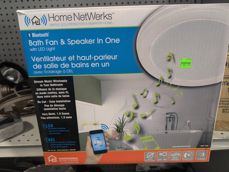 Home NetWerks Bluetooth Bath Fan and Speaker with LED Light