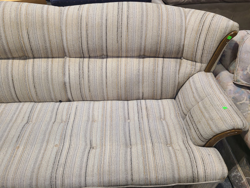 Vintage Wingback Striped Fabric Sofa