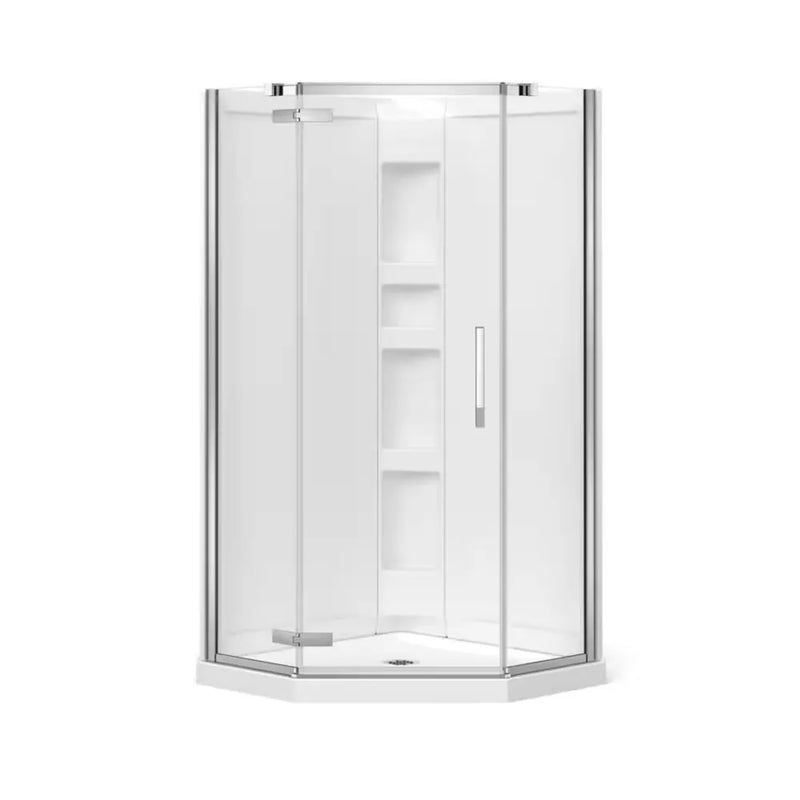 MAAX Davana 38" Neo-Angle Corner Shower Kit with Clear Glass & White Base